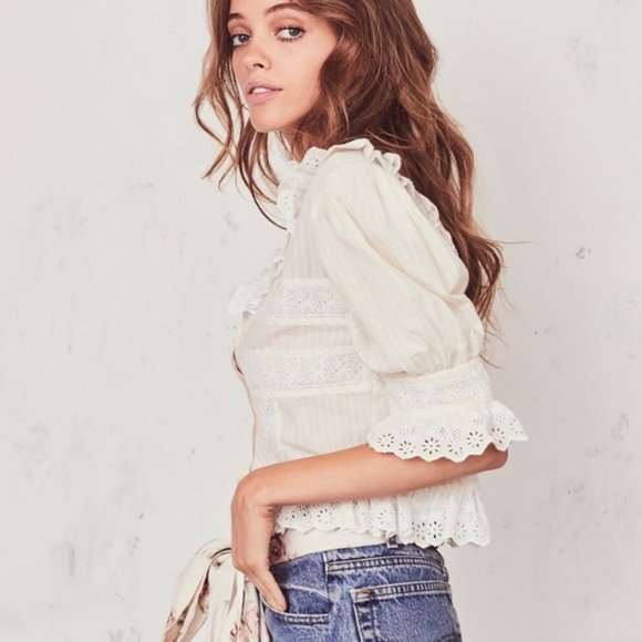 Loveshackfancy Tiana ruffle angel top blouse XS - Picture 3 of 16